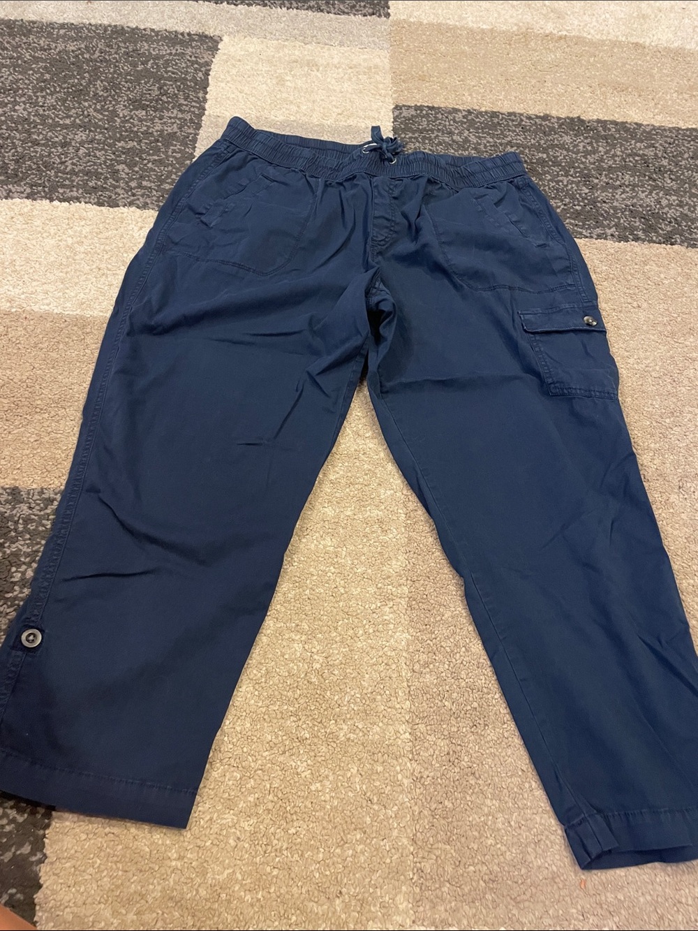 Sonoma Navy Cropped Cargo Pants with Drawstring Waist